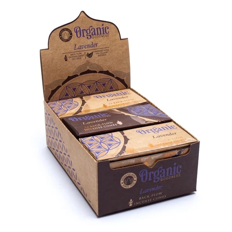 Organic Goodness Lavendel Display mit 6 Packungen Backflow-Kegeln