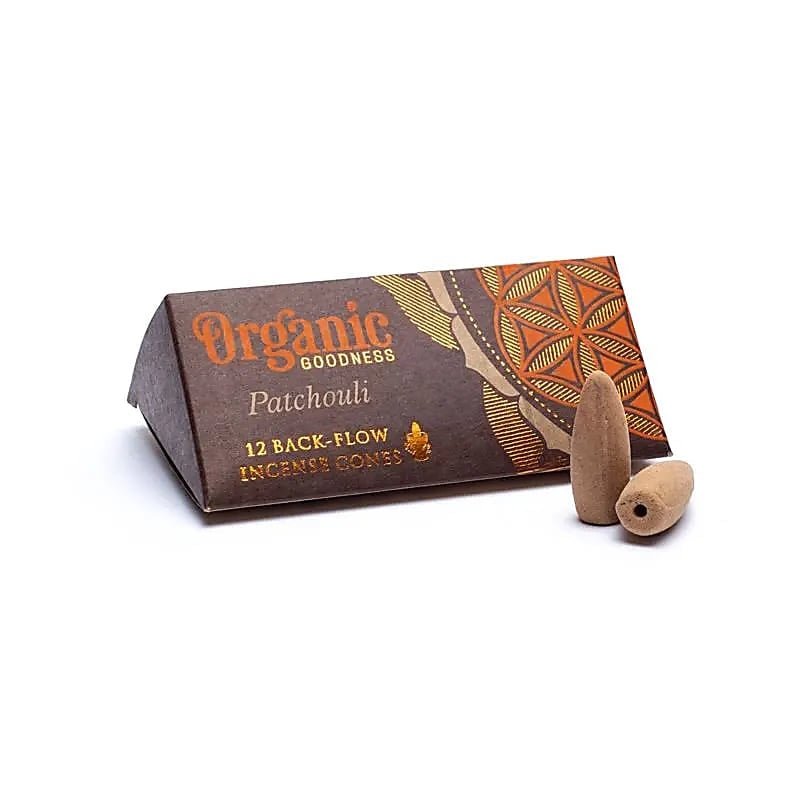 Organic Goodness Patchouli Rückfluss Räucherkegel Packung mit 12 Kegeln