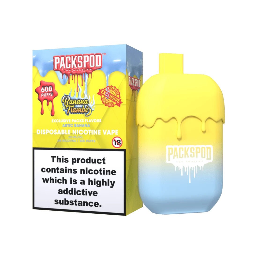 PacksPod Banana Flambé Einweg Vape 600 Züge 20mg/ml