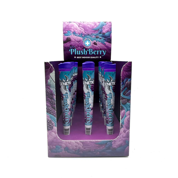 Plush Berry CBD Pre-Roll Verpackung von High Level Genetics