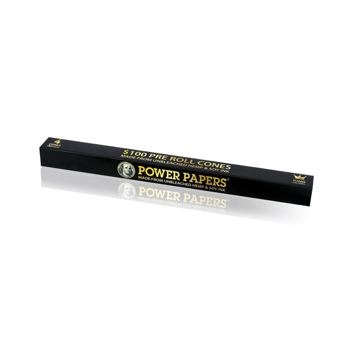 Vier Power Papers 100 Dollar King Size Cones freigestellt