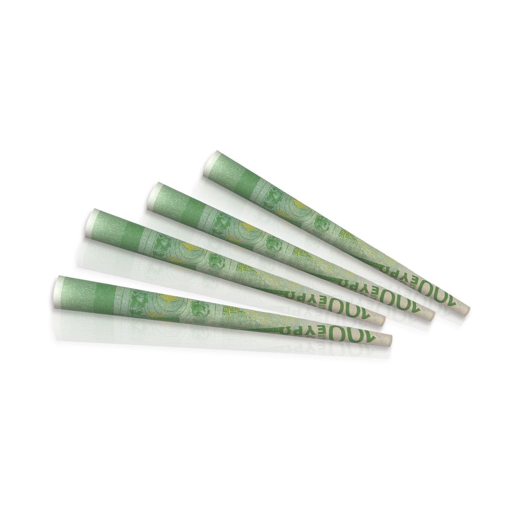 Vier Power Papers 100 Euro King Size Cones freigestellt