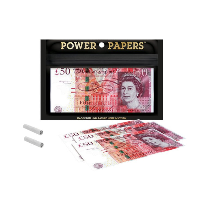 Power Papers Pound King Size Zigarettenpapier mit Tips, 12 Blatt