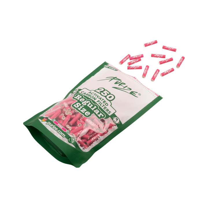 Detailansicht PURIZE 9mm Aktivkohlefilter Pink im Vorratspack