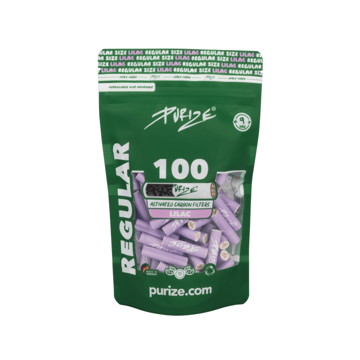 PURIZE Regular 9mm Aktivkohlefilter Lilac 100 Stück Beutel