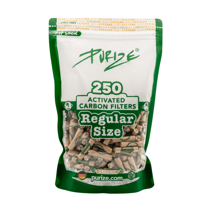 PURIZE Regular 9mm Aktivkohlefilter Organic 250 Stück Beutel
