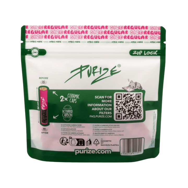 Rückseite PURIZE Regular 9mm Aktivkohlefilter Pink 50 Stück