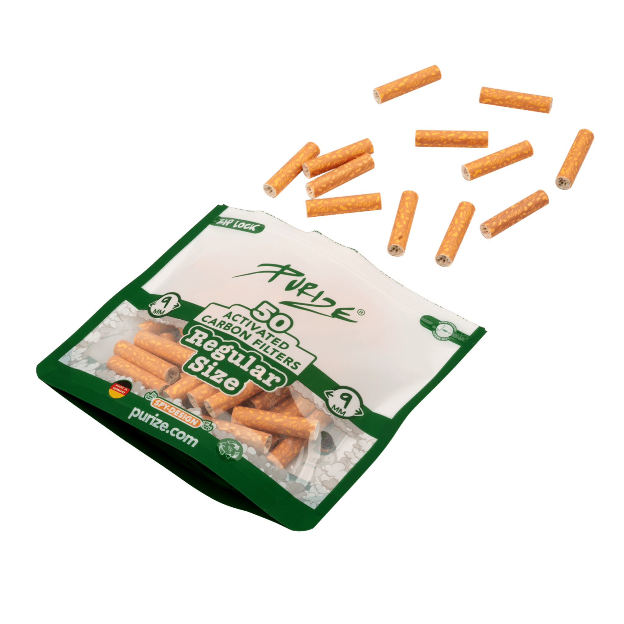 Detailansicht PURIZE Regular 9mm Aktivkohlefilter Spy