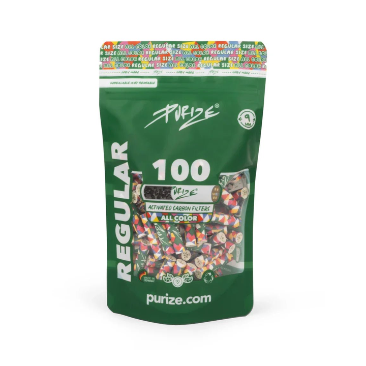 PURIZE Regular 9mm Aktivkohlefilter All Color 100 Stück Beutel