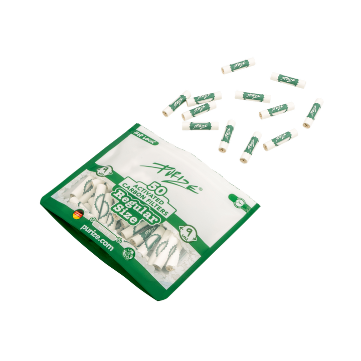 Nahaufnahme PURIZE Regular 9mm Aktivkohlefilter in Weiss