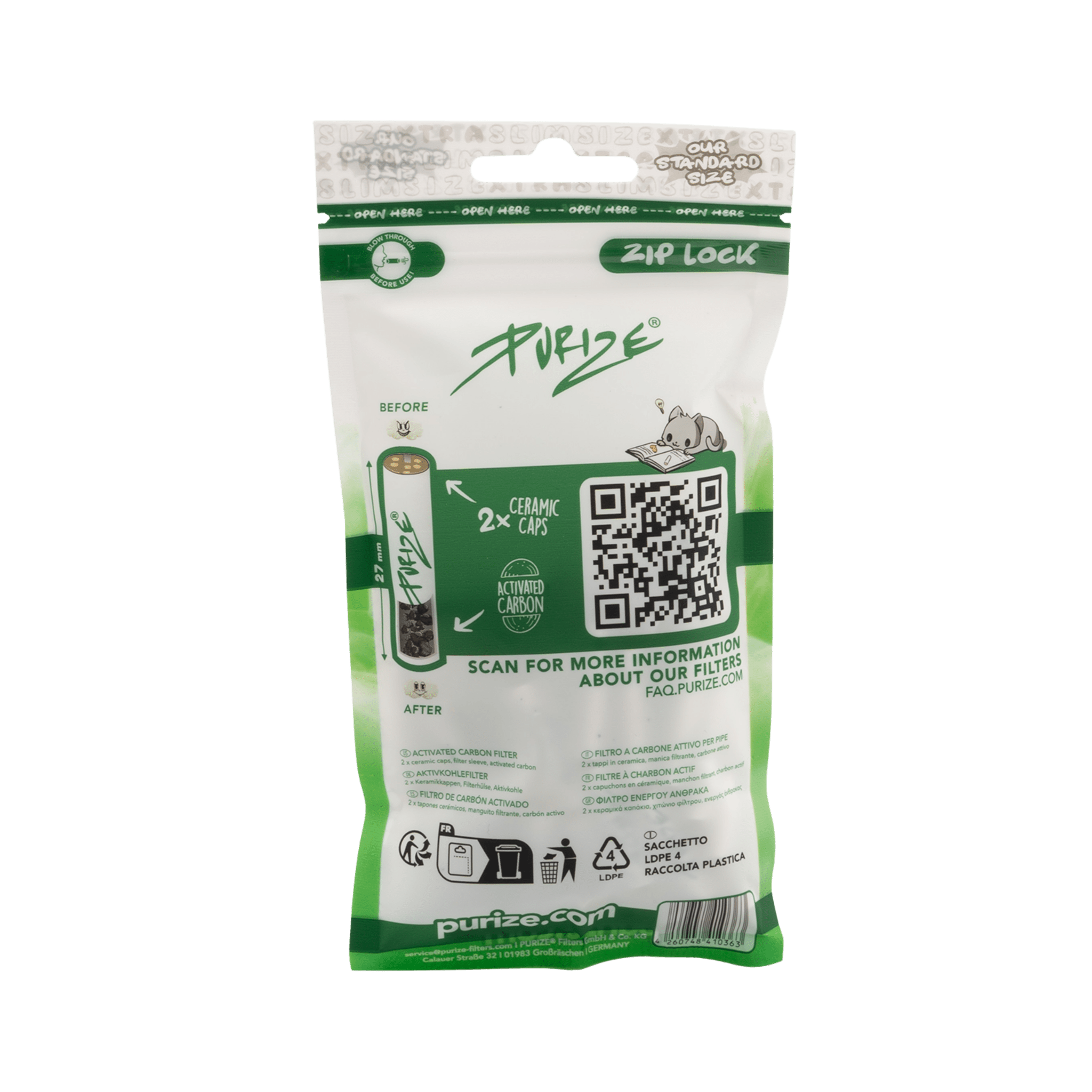 Rückseite PURIZE XTRA Slim 6mm White 50 Stück Beutel