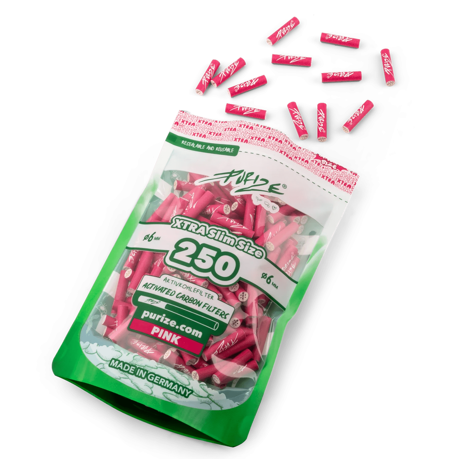 Purize - Xtra Slim Size 6mm - 250 Stück - Pink kaufen bei rauchwerk.ch
