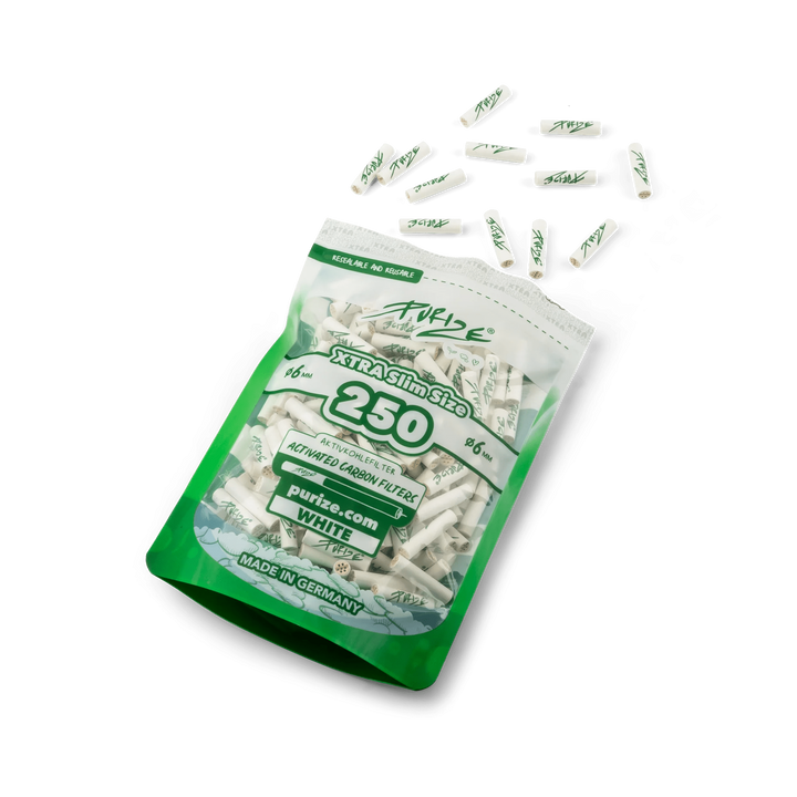 PURIZE XTRA Slim 6mm White Aktivkohlefilter 250 Stück zweite Ansicht
