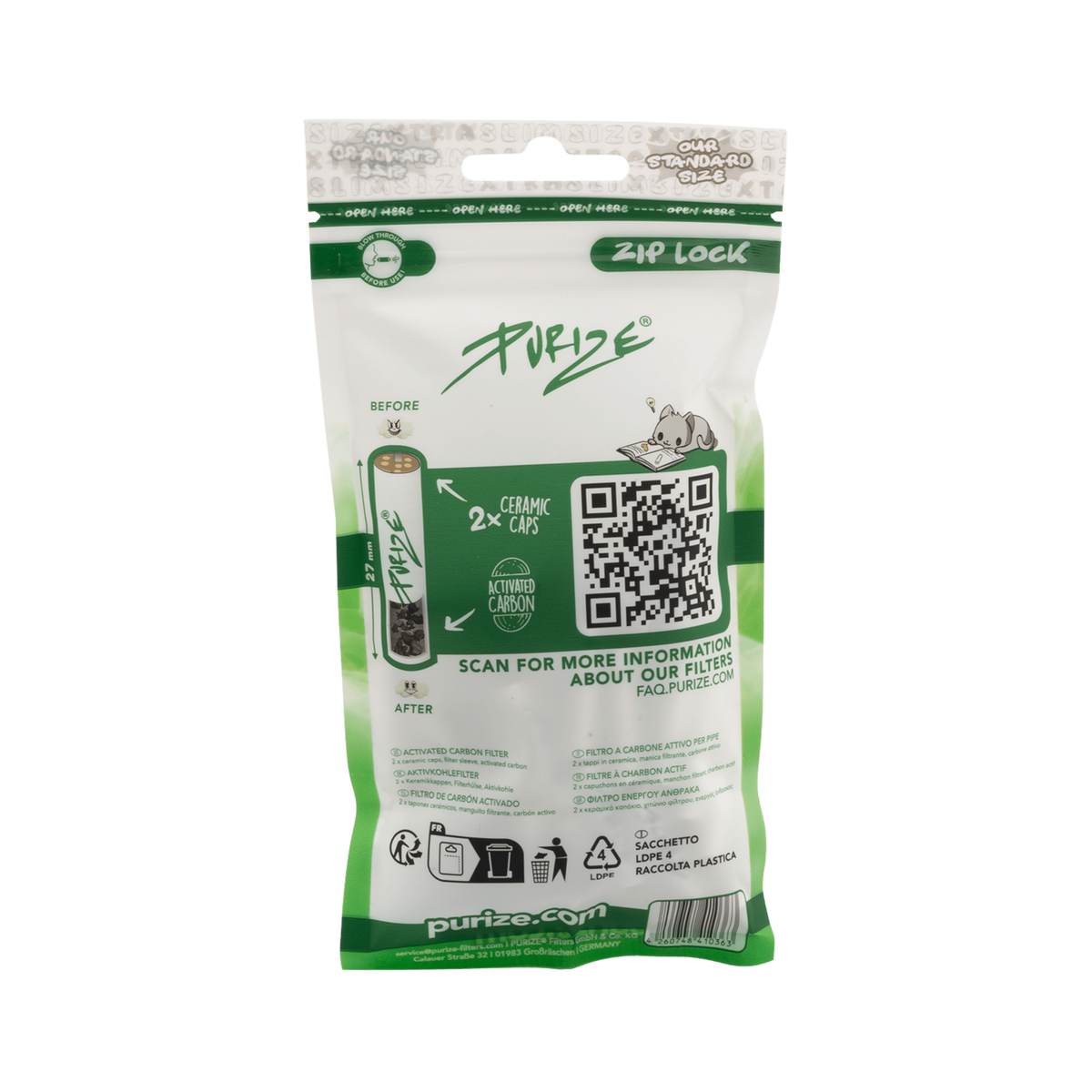 Rückseite PURIZE XTRA Slim 6mm White 50 Stück Beutel