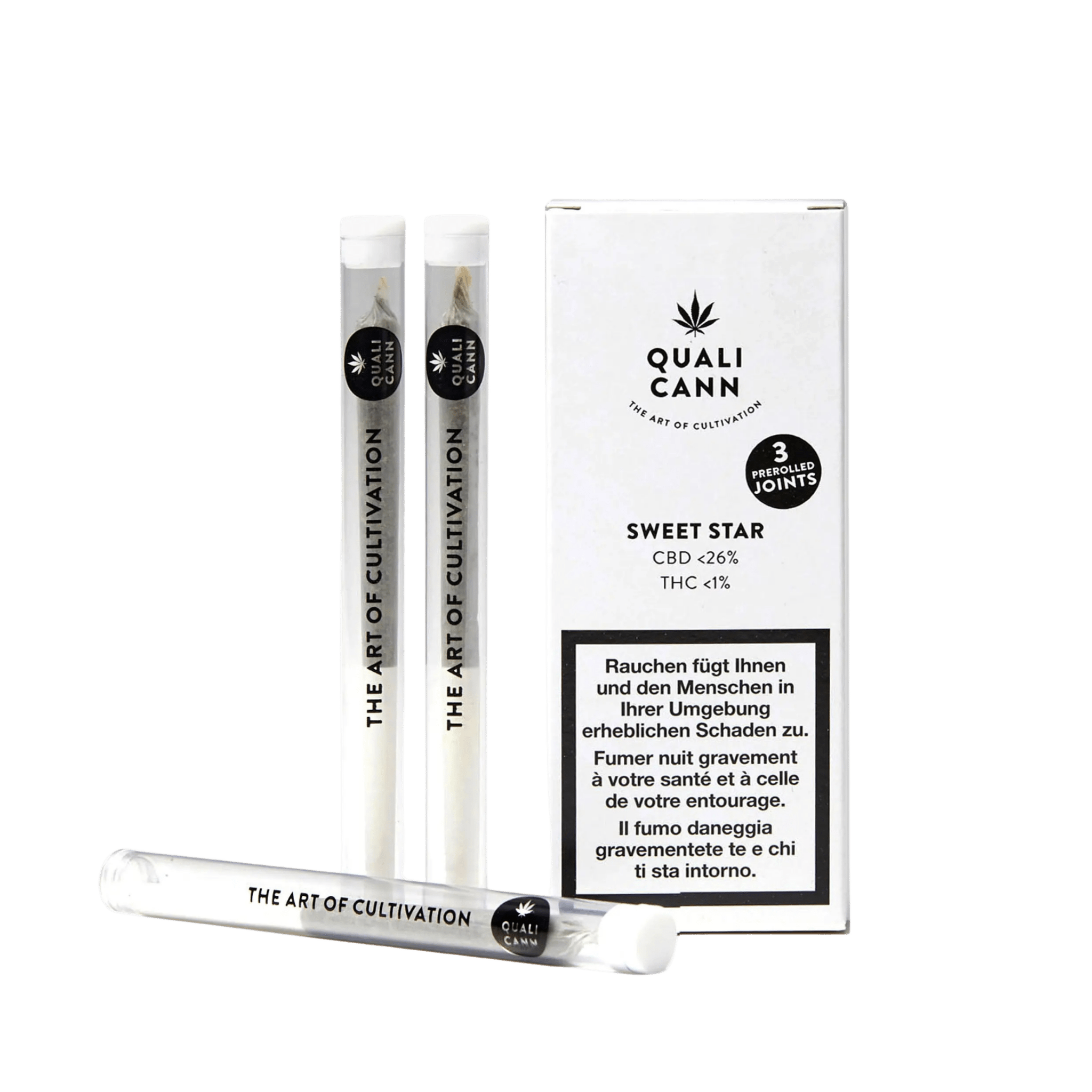Qualicann Prerolled CBD Joints Sweet Star 3 Stück Packung