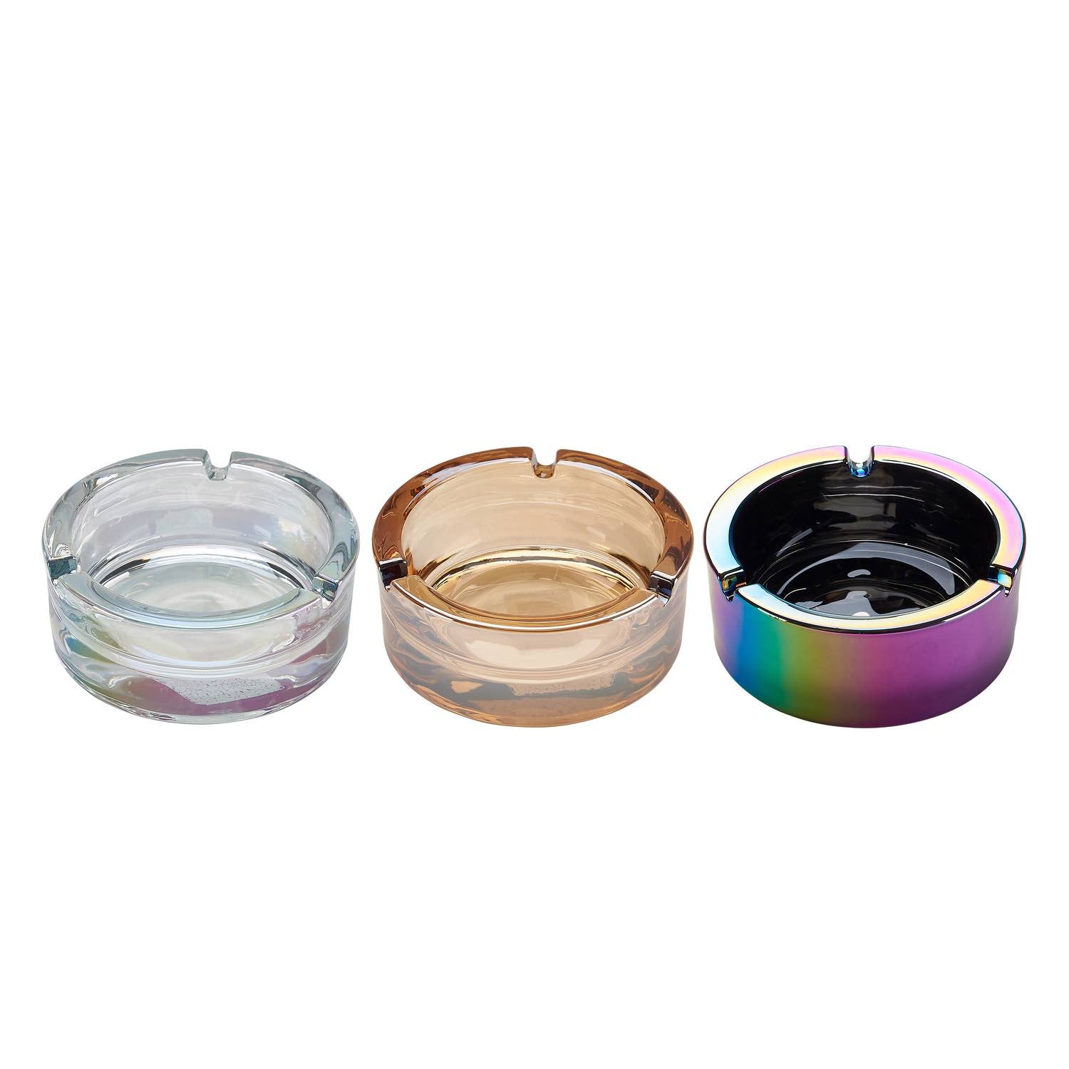 Rainbow Glasaschenbecher rund im Display, 8 Stück