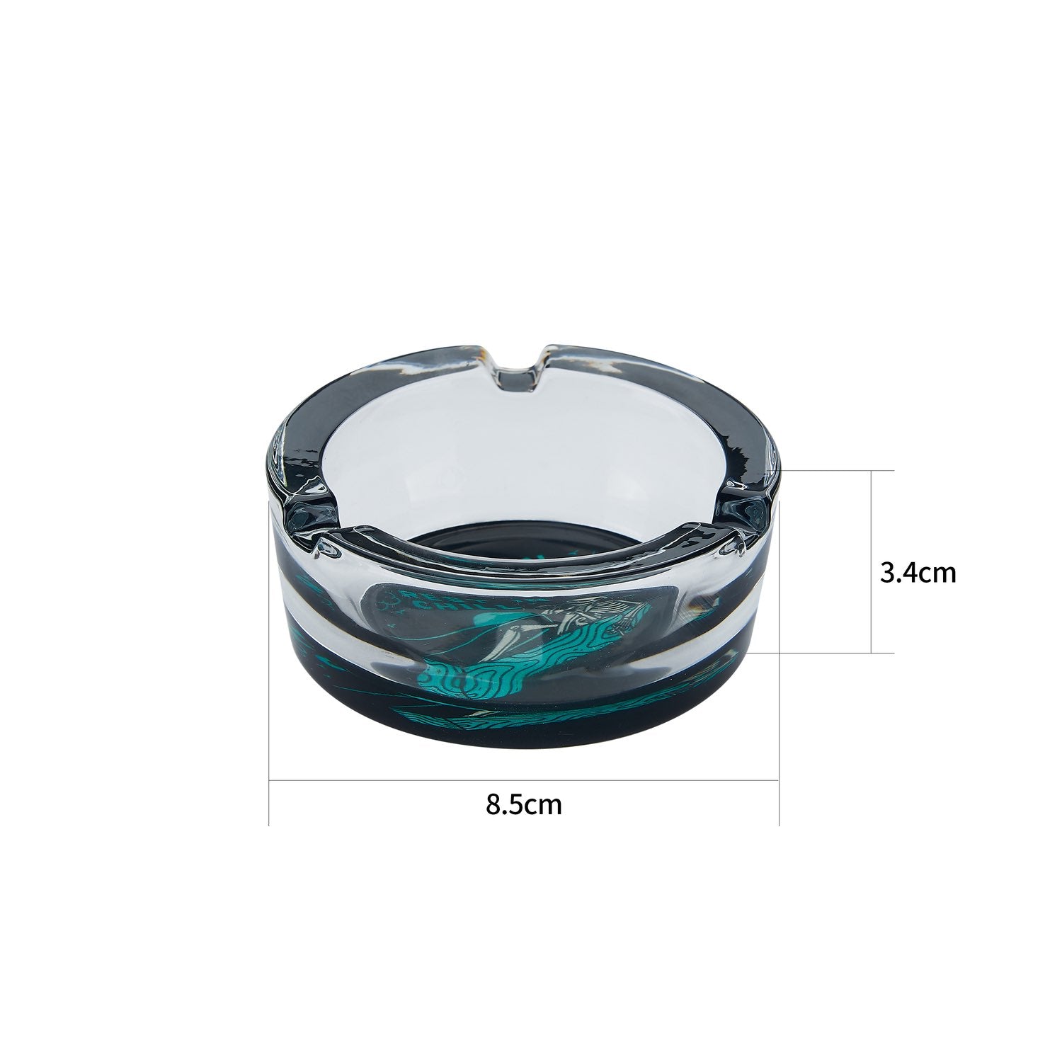 Einzelansicht runder Glasaschenbecher mit Totenkopf, 8,5×3,4 cm