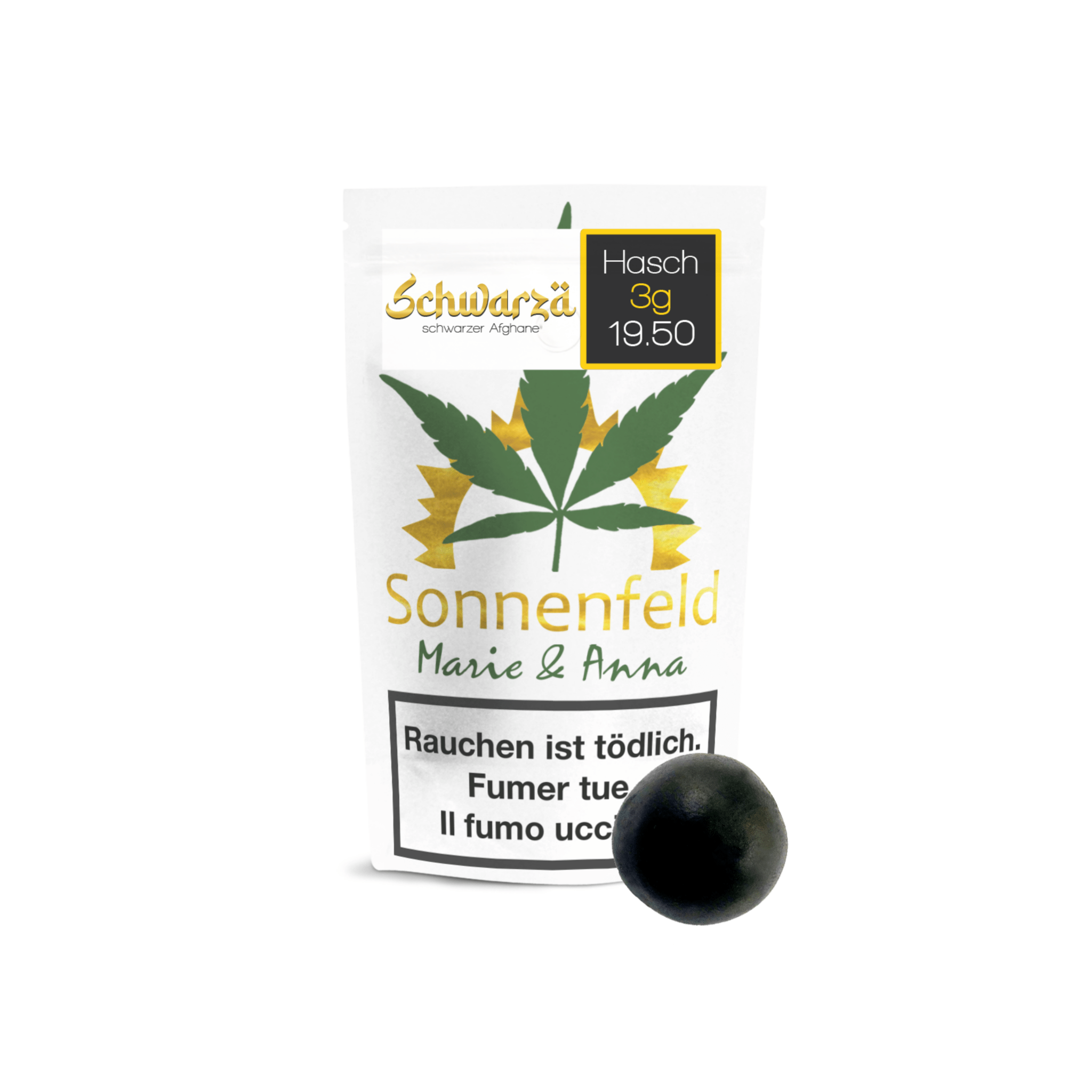 Sonnenfeld Schwarzä Schwarzer Afghane CBD Hasch 3g als dunkler harziger Block