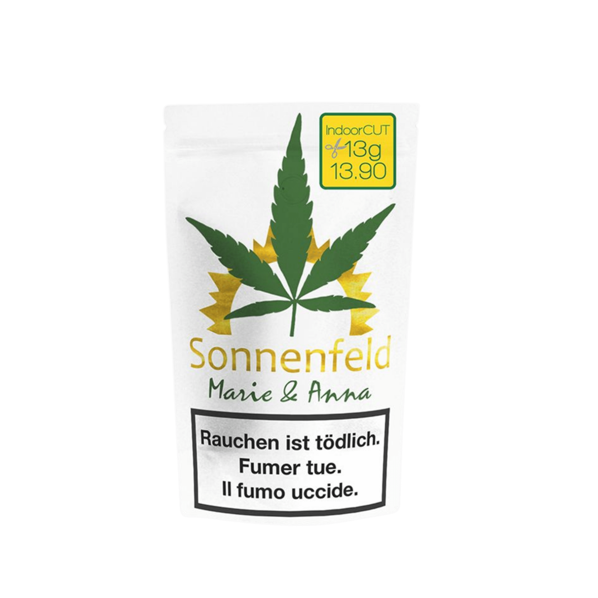 Sonnenfeld Zitron Gold CBD Blüten Indoor CUT 13g in Schweizer Verpackung