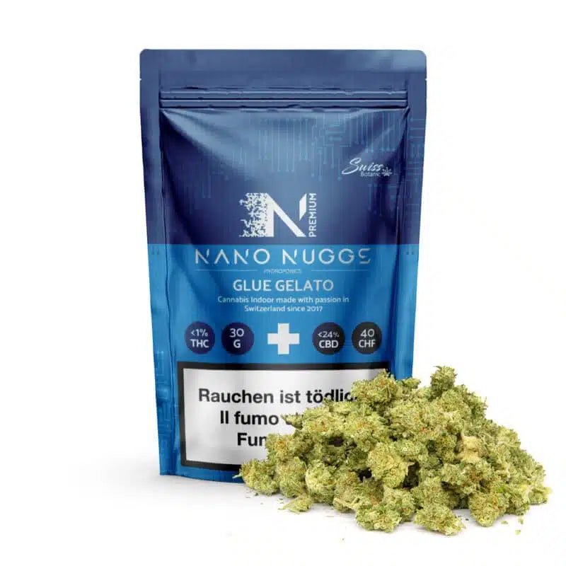 Swiss Botanic Nano Nuggs Glue Gelato Indoor CBD Blüten 30g Beutel
