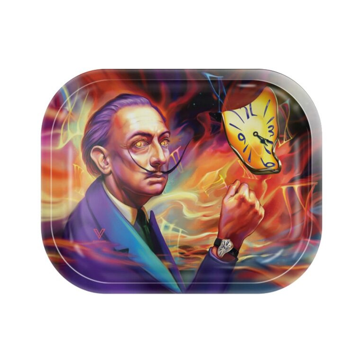 V Syndicate Rolling Tray mit Dali Motiv und schmelzender Uhr in bunten Farben