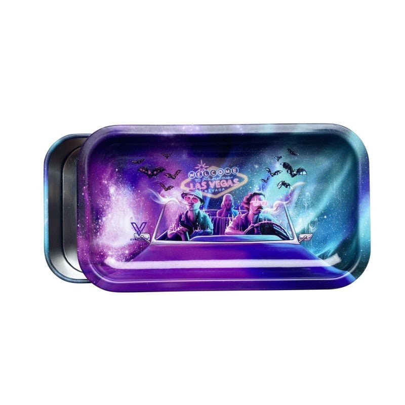 Geöffnete Syndicase 2.0 Bat Country mit Deckel als kleines Rolling Tray