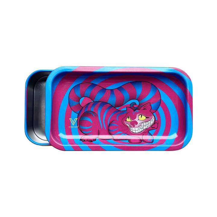 V Syndicate Syndicase Seshigher Cat Box mit Katzen-Motiv und aufgeschobenem Schiebedeckel