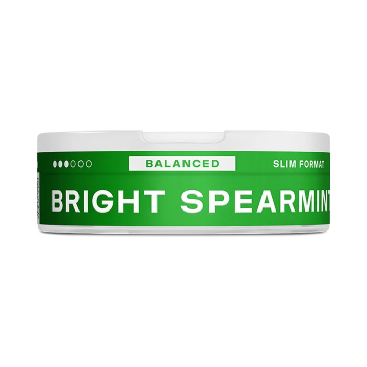 Geöffnete VELO Bright Spearmint Dose mit Pouches