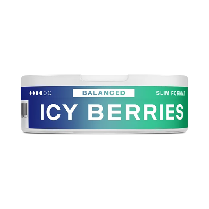 Geöffnete VELO Icy Berries Dose mit Pouches