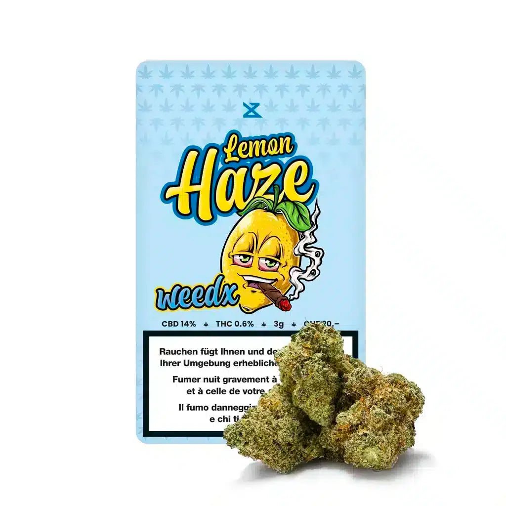 Weedx Lemon Haze Indoor CBD Blüten 3g Packung Vorderseite