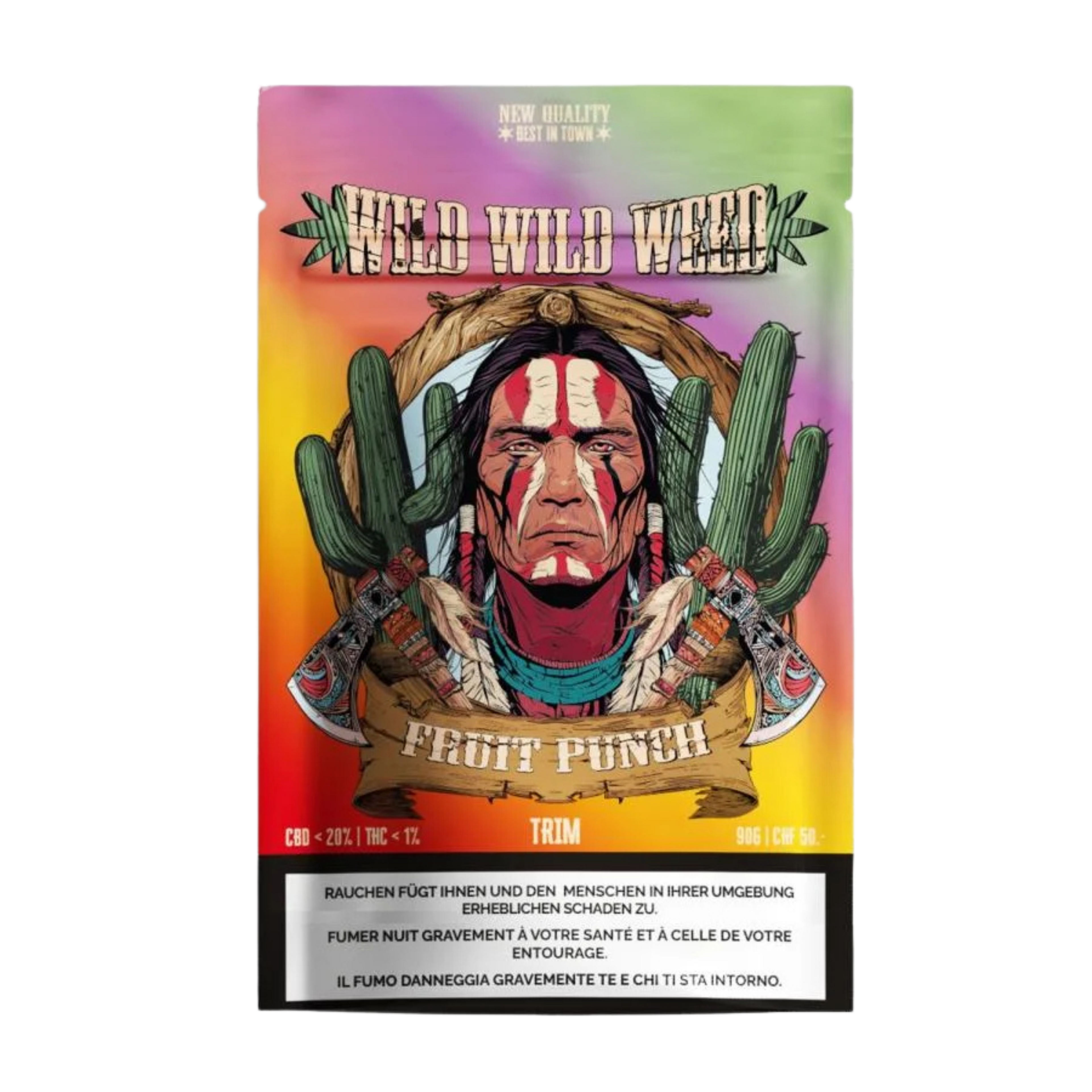 Wild Wild Weed Fruit Punch Indoor CBD Trim 90g Beutel Vorderseite
