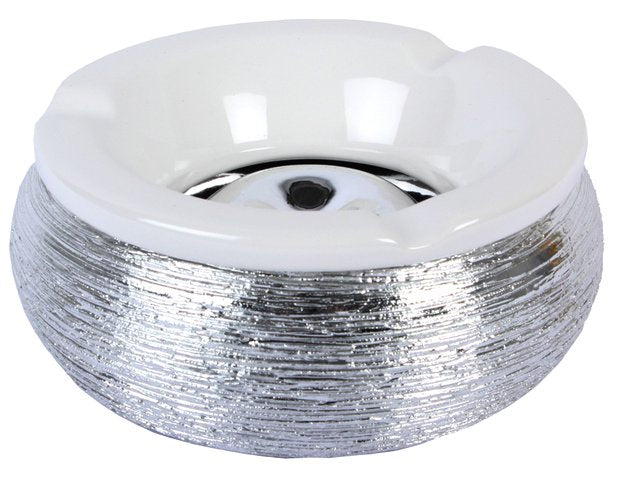 Windaschenbecher mit Struktur in Silber, 15 cm