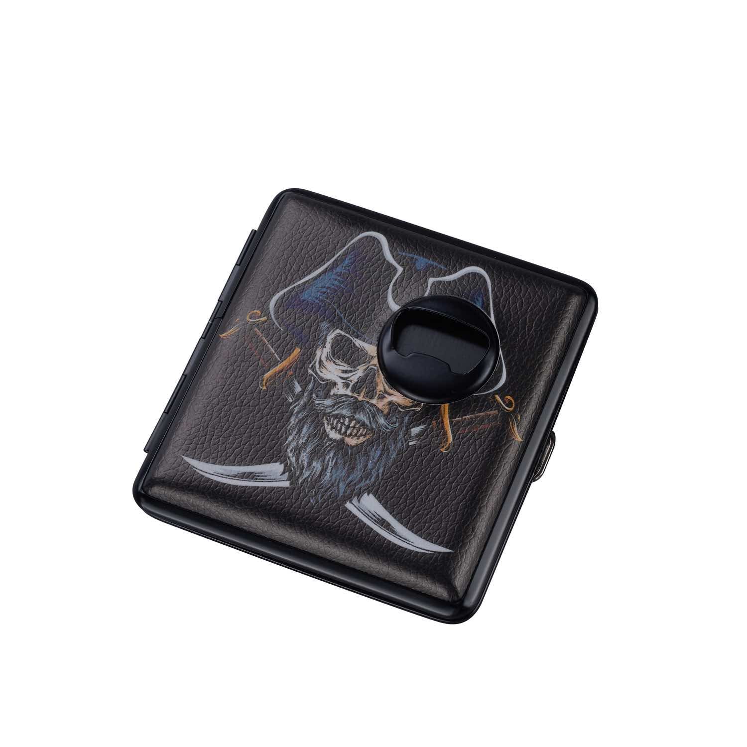 Offenes 20er Zigarettenetui Piraten Totenkopf, Innenansicht