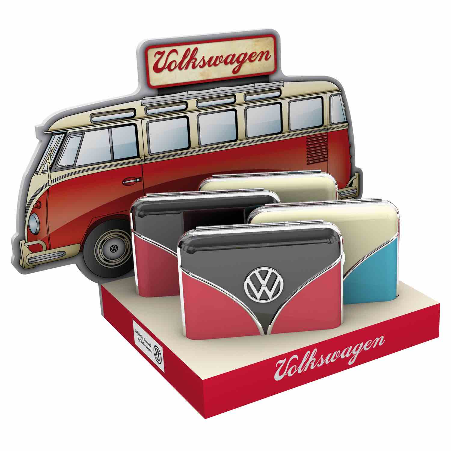 18er Zigarettenetui VW Samba aus Metall mit Kunstleder