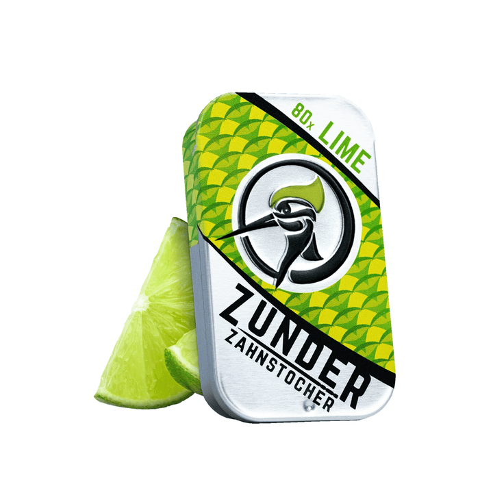 Zunder Zahnstocher Lime Metallbox mit 80 aromatisierten Zahnstochern