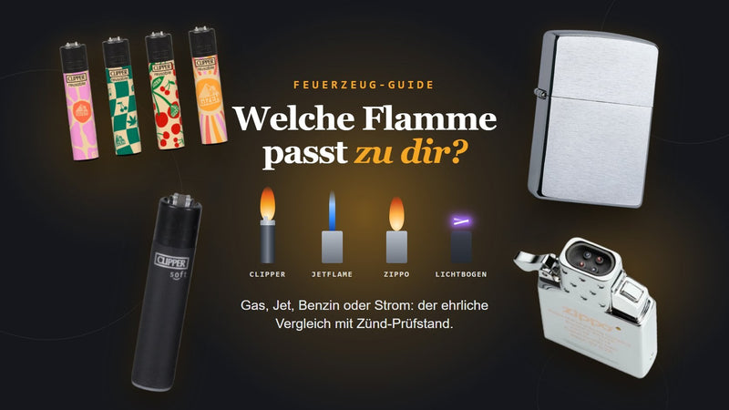 Feuerzeug-Guide von Rauchwerk: Clipper, Jetflame, Zippo und Lichtbogen im Vergleich