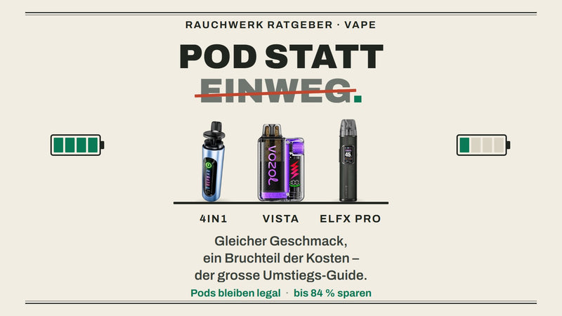 Pod-Systeme statt Einweg-Vapes: Elf Bar 4in1, VOZOL Vista und ELFX Pro auf dem Regal – Rauchwerk Umstiegs-Guide