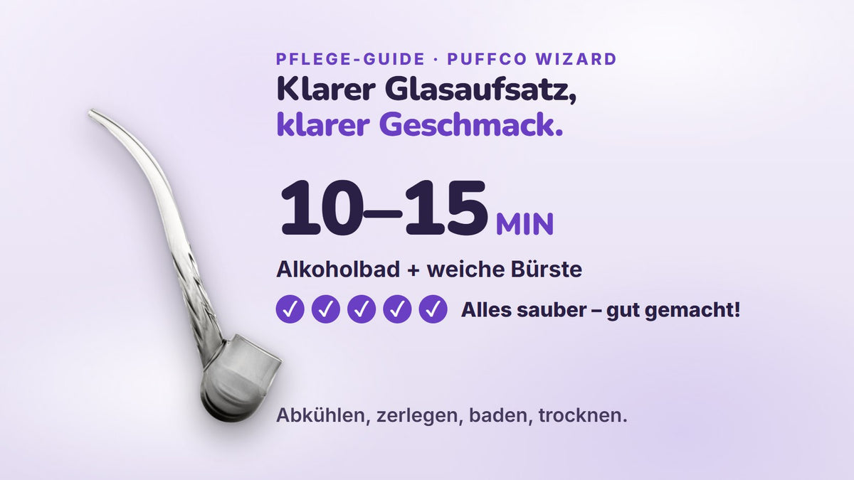 Puffco Proxy Wizard reinigen: Pflege-Guide mit Glasaufsatz, Alkoholbad und weicher Bürste, 10–15 Minuten, 5 Schritte | Rauchwerk Ratgeber