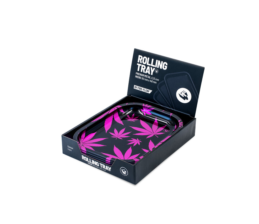 FireFlow Rolling Tray S «Leaves Pink» 14 × 18 cm (4 Stk.)