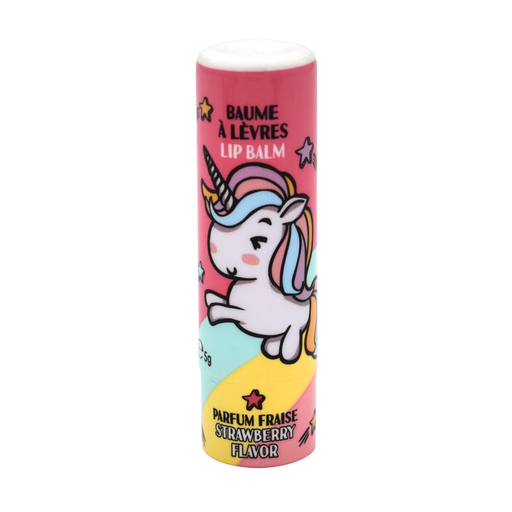 Take Care Lippenbalsam Stick mit Einhorn-Design und Strawberry Flavor Hinweis, 5 g