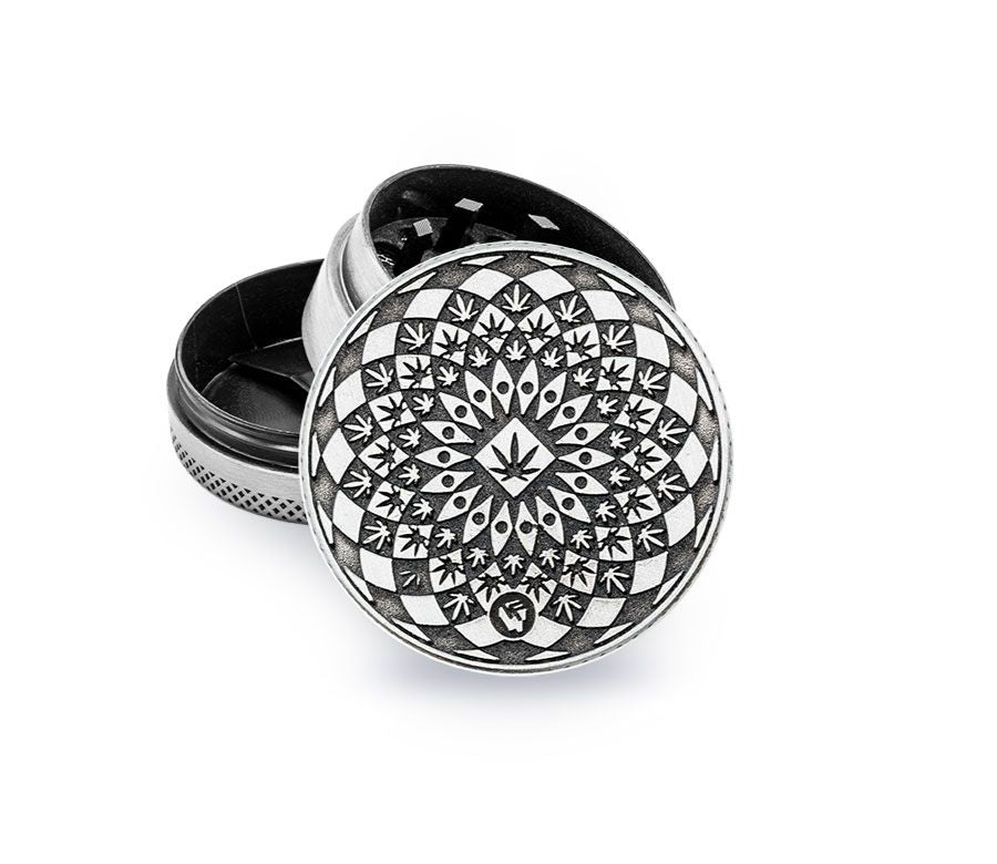 FireFlow Metall-Grinder «Leaf Pattern» Silver 4 cm 3-teilig (6 Stk.)