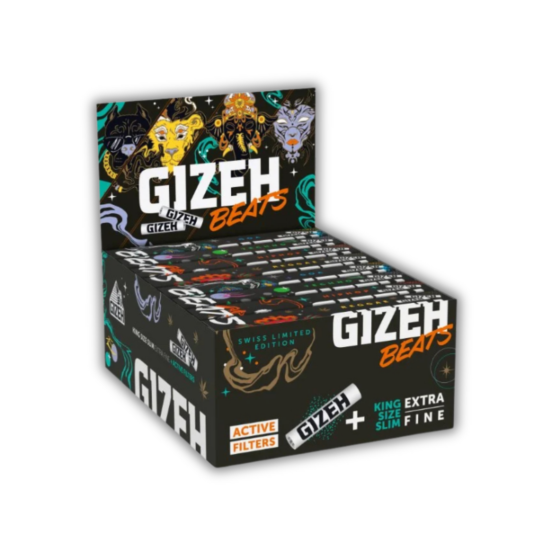 GIZEH - King Size Slim + Active Filter - Beats Swiss Edition - 16 Stück