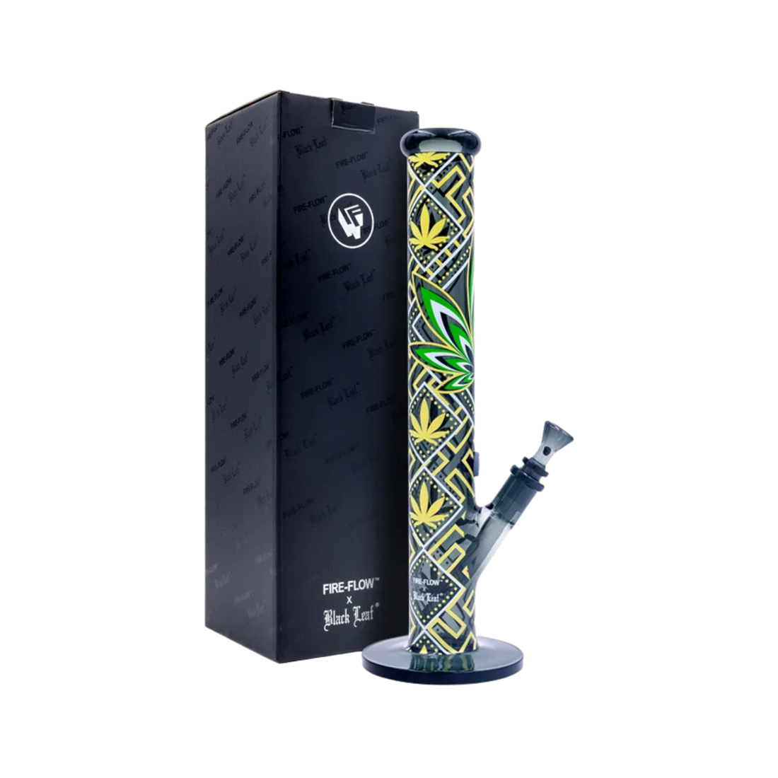 FIRE-FLOW x Black Leaf - Bong in vetro - Foglie 34 - 51 mm - 40 cm