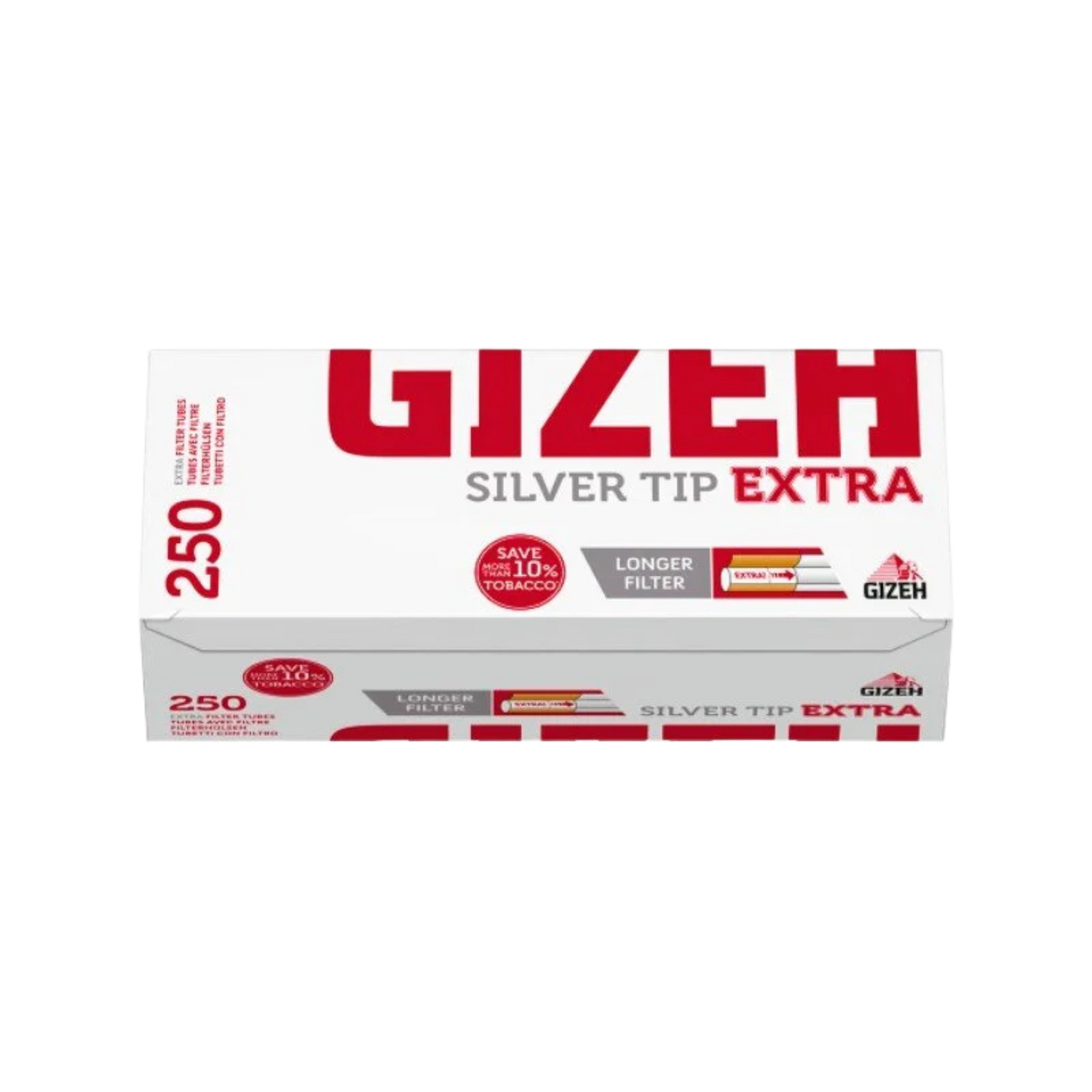 GIZEH - Tubes / Hülsen - Silver Tip Extra - Box - 250 Stück