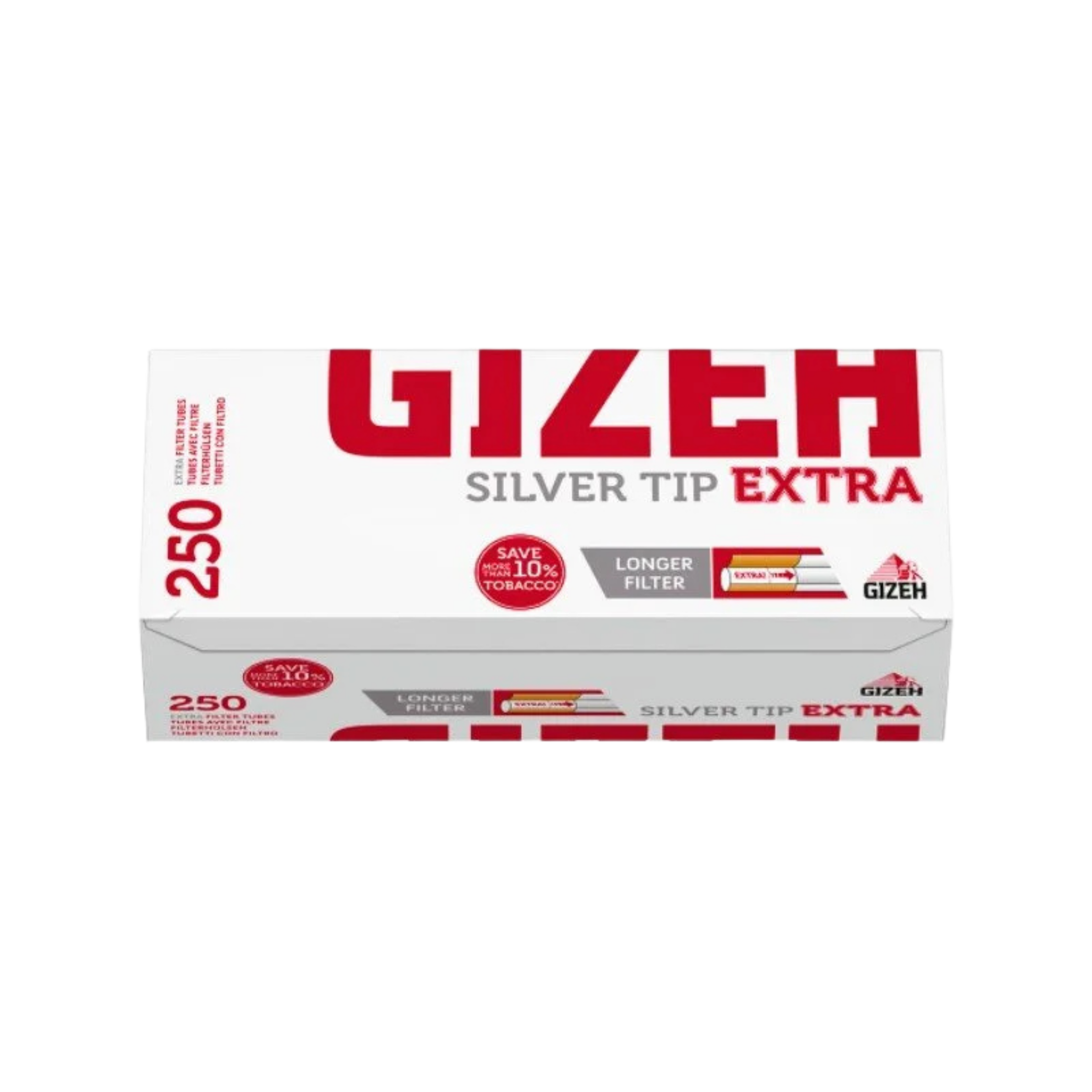 GIZEH - Tubes / Hülsen - Silver Tip Extra - Box - 250 Stück