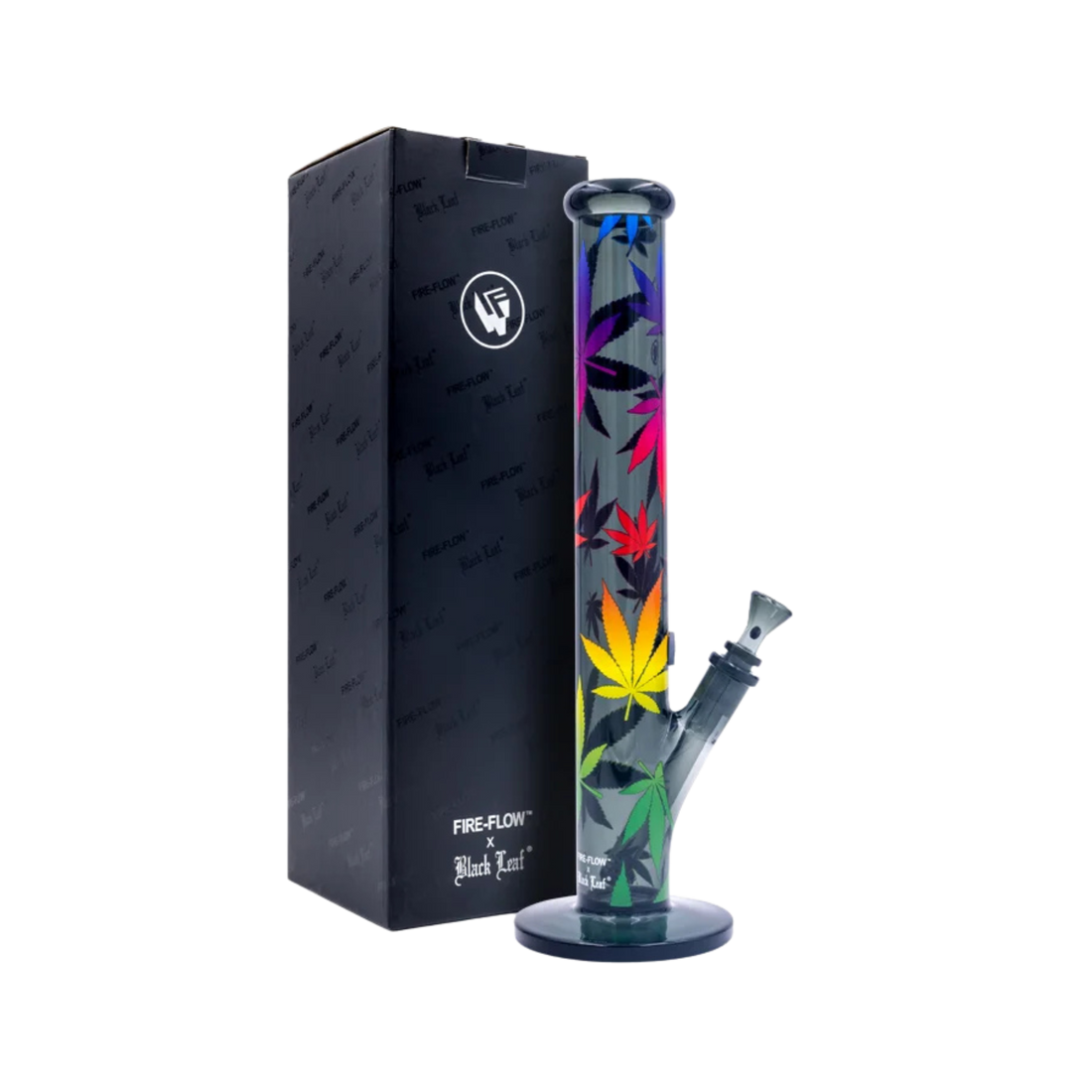 FIRE-FLOW x Black Leaf - Bong in vetro - Foglie sfumate - 51 mm - 40 cm