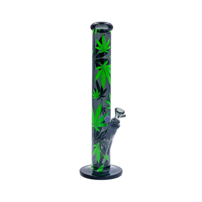 FIRE-FLOW x Black Leaf - Bong en verre - Feuilles vertes - 51 mm - 40 cm