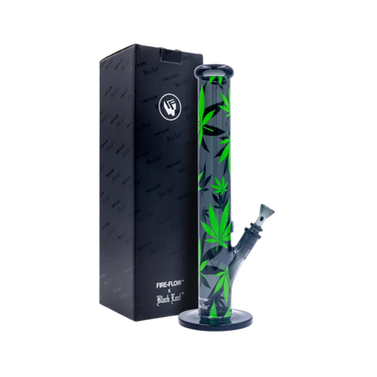 FIRE-FLOW x Black Leaf - Bong en verre - Feuilles vertes - 51 mm - 40 cm