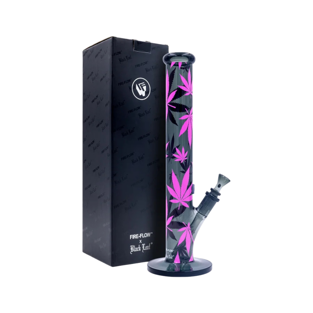 Prova il FIRE-FLOW x Black Leaf - Bong in vetro - Foglie rosa - 51 mm - 40 cm