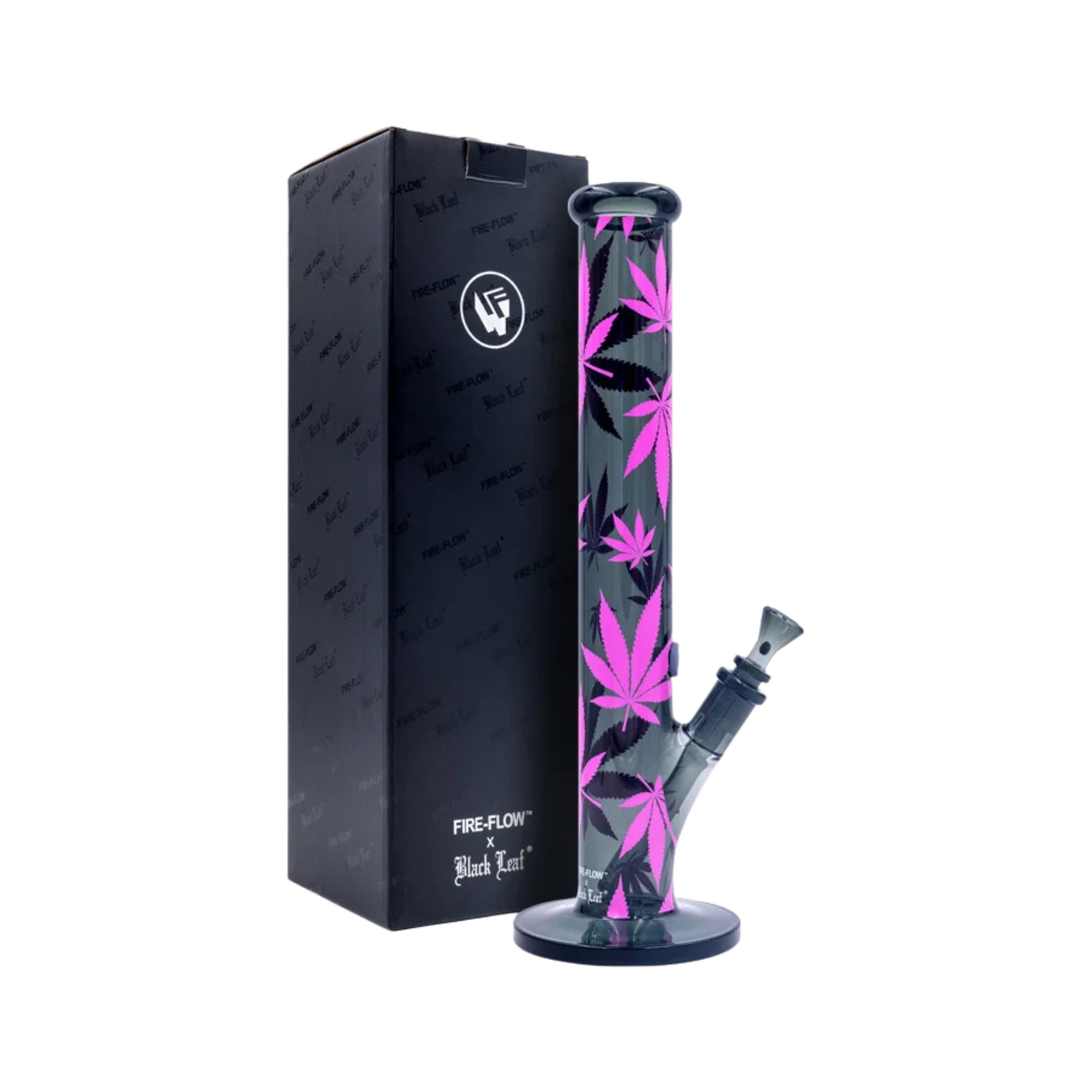 FIRE-FLOW x Black Leaf - Glas Bong - Leaves Pink - 51mm - 40cm